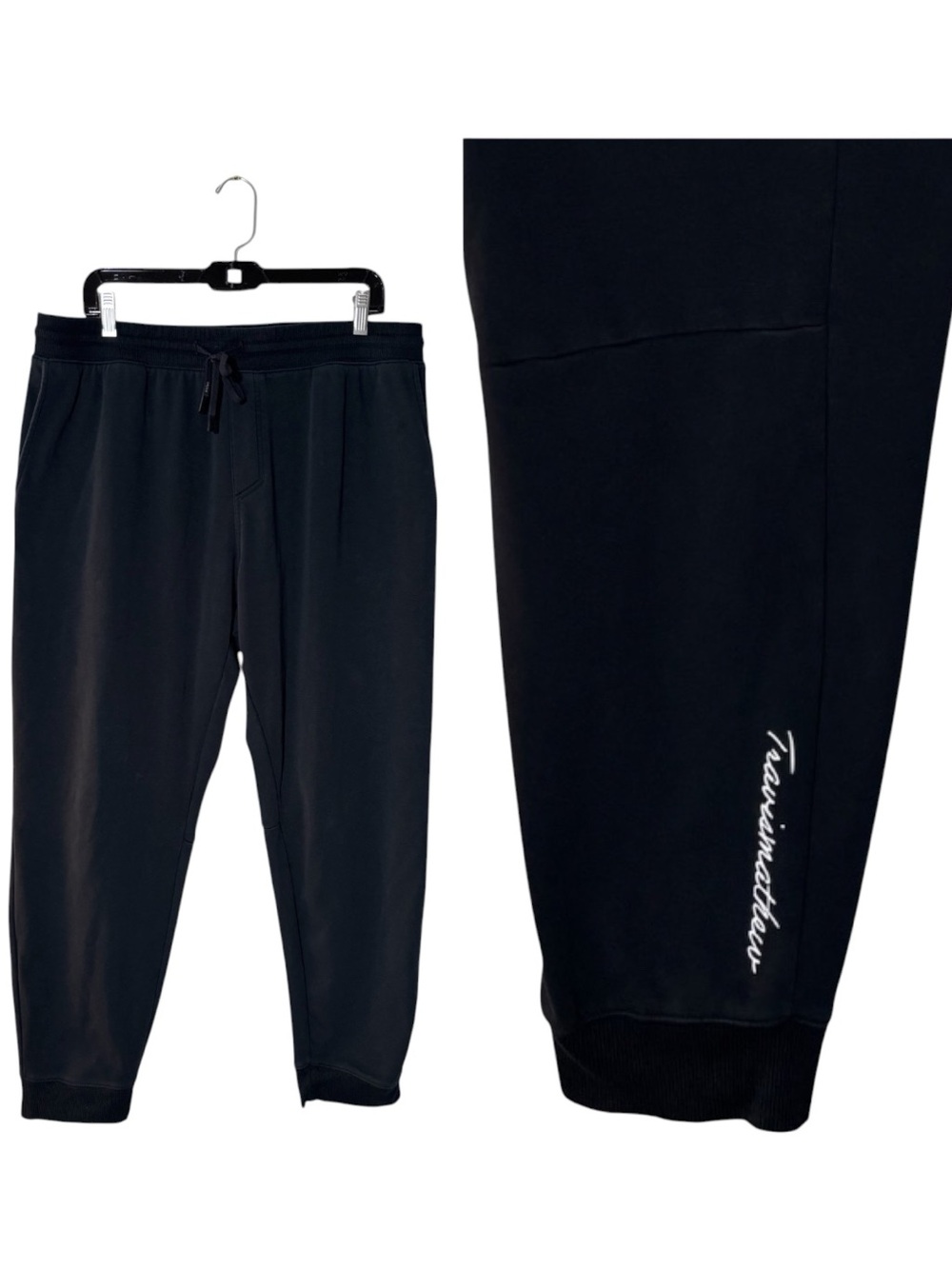 TravisMathew Jogger Pants Size XL Black Drawstring Logo Athletic Golf Pants